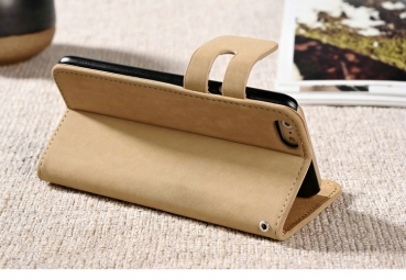 POEGO Luxus Klapphülle Beige für iPhone 7